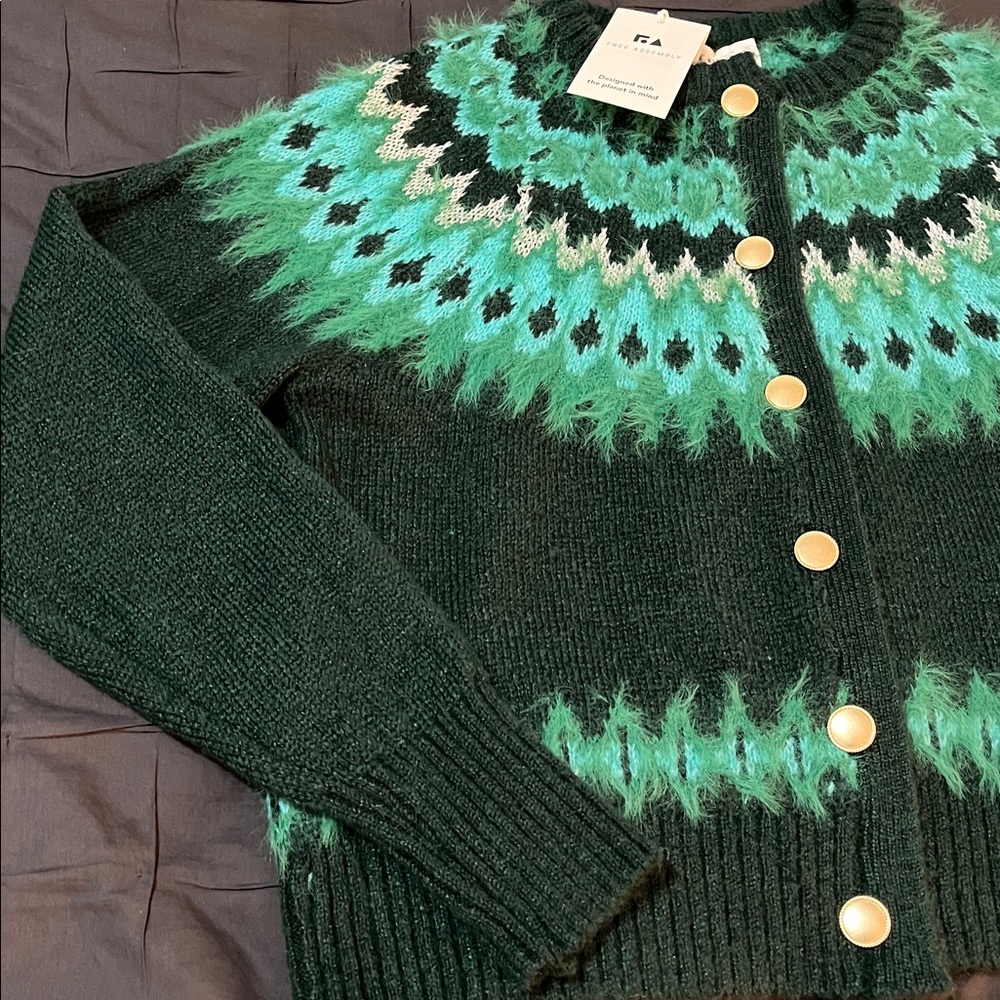 Green Patterned Women's Sweater - Picture 3 of 15